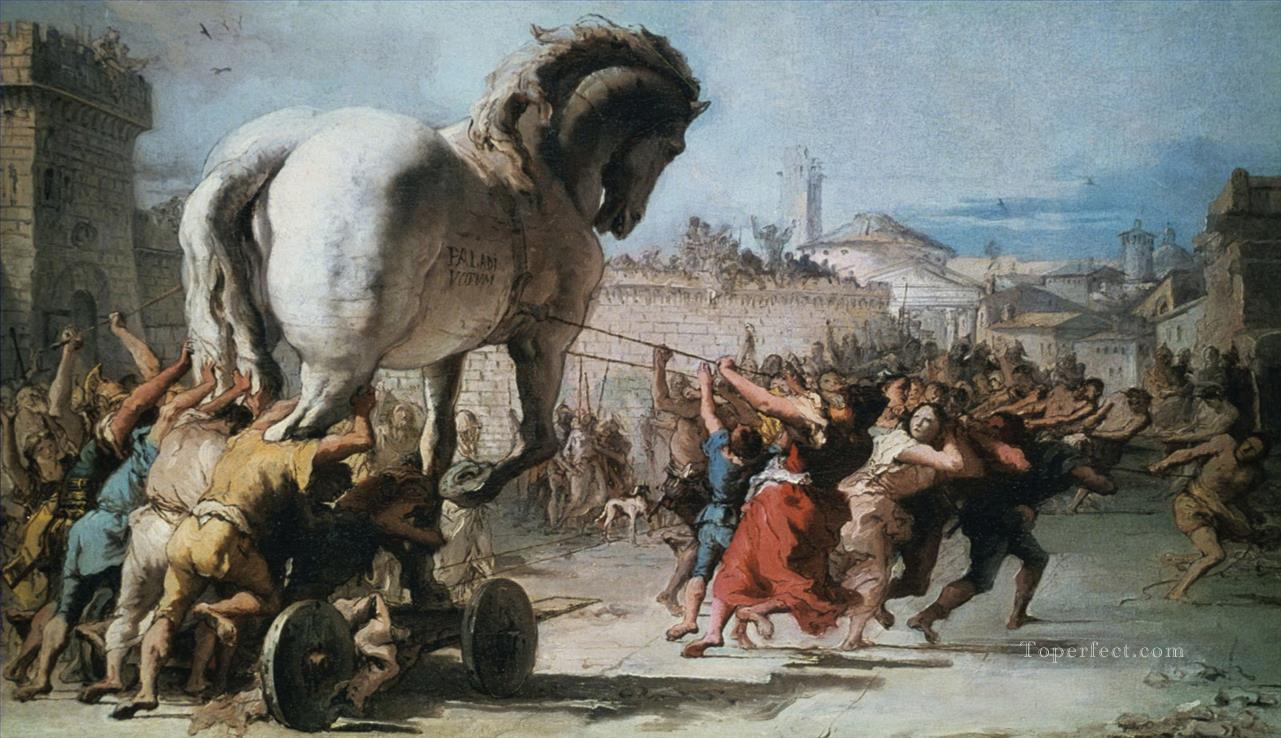 die Prozession des Trojan Pferd Ölgemälde